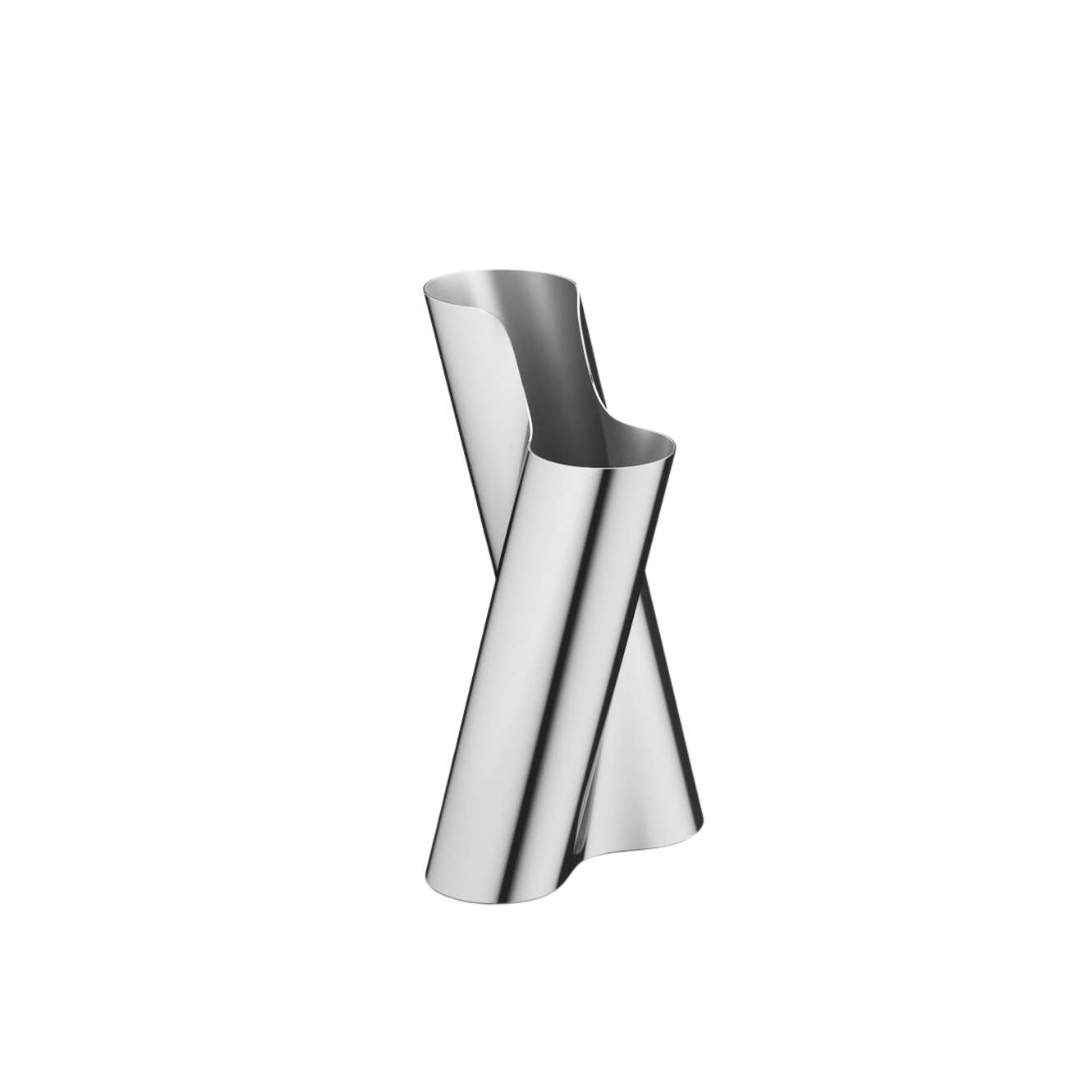 Lituus vase, Rustfrit stål - H34 cm.